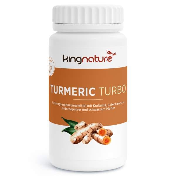Eine weiße Flasche mit der Aufschrift „Recovery Box“ enthält Kurkumawurzeln und gibt an, dass es sich um ein Nahrungsergänzungsmittel mit Curcumin, Catechinen, Grünteepulver und schwarzem Pfeffer handelt.